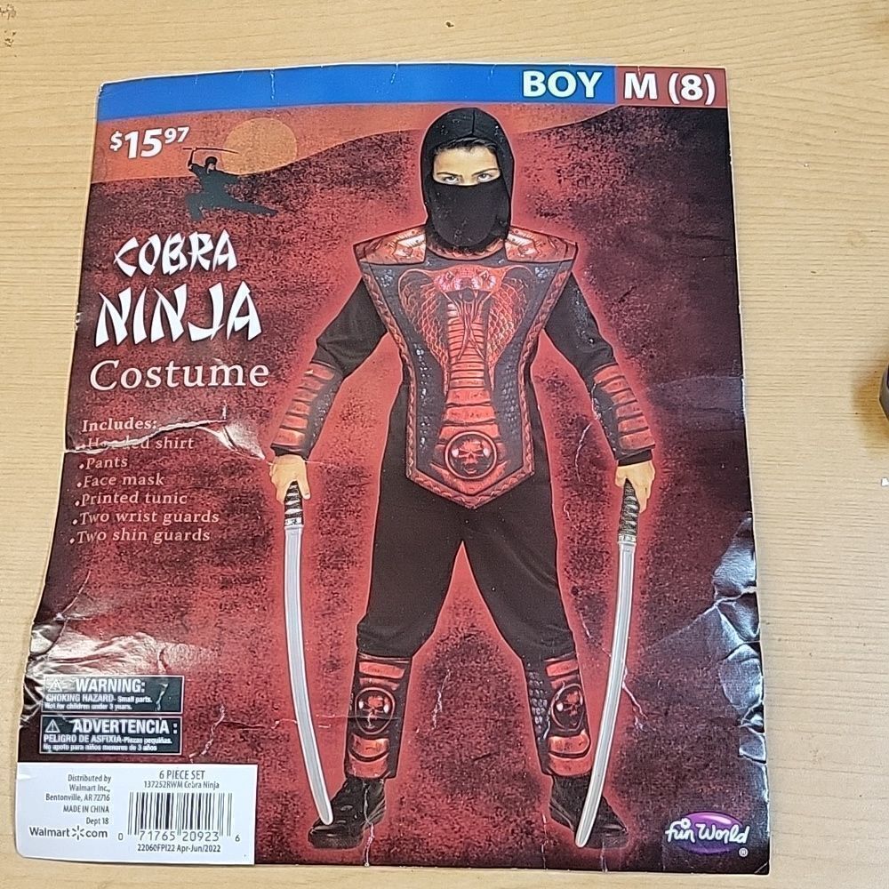 Cobra Ninja with sword Costume Halloween Boys 7pc‎ Set Red Med (8)